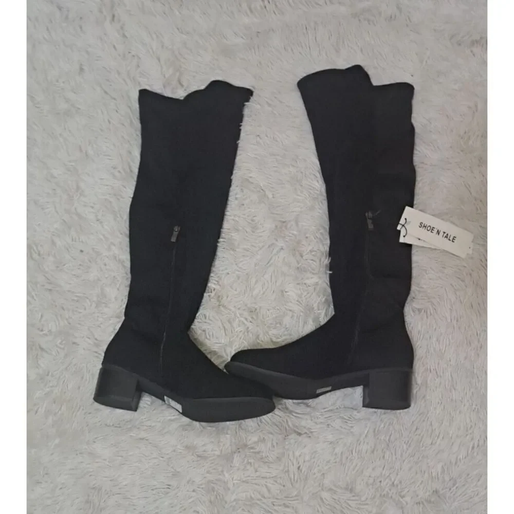 Shoe'N Tale Boots‎ Women Size 9 Faux Suede Stretch Over The Knee Thigh High